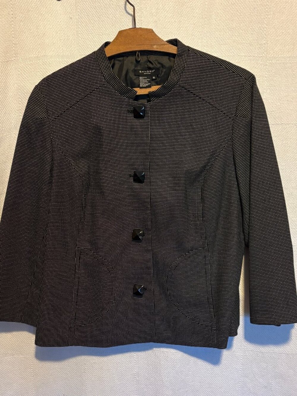 Sandro Sportswear Micro Dot Button-Front Blazer Jacket Women's XL